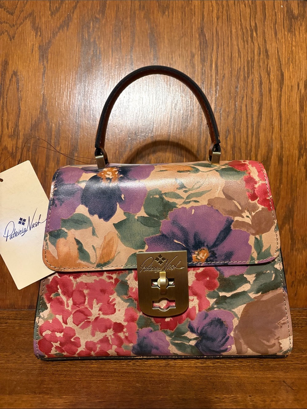 NWT-Patricia Nash-French Hydrangeas-Chauny Top Handle Satchel with Strap-$249